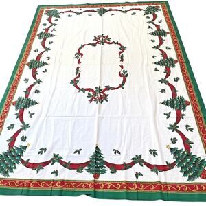 Christmas Tablecloth Cotton Blend Festive Holiday Table Cover Large Rectangle